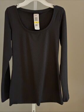 Felina Long-Sleeve Scoop Neck Top - Charcoal Gray